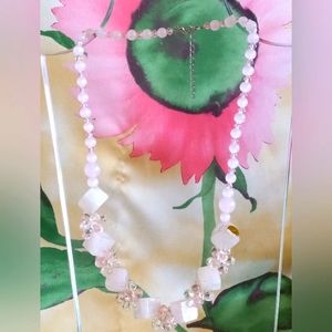 Rose Color Beaded  Necklace